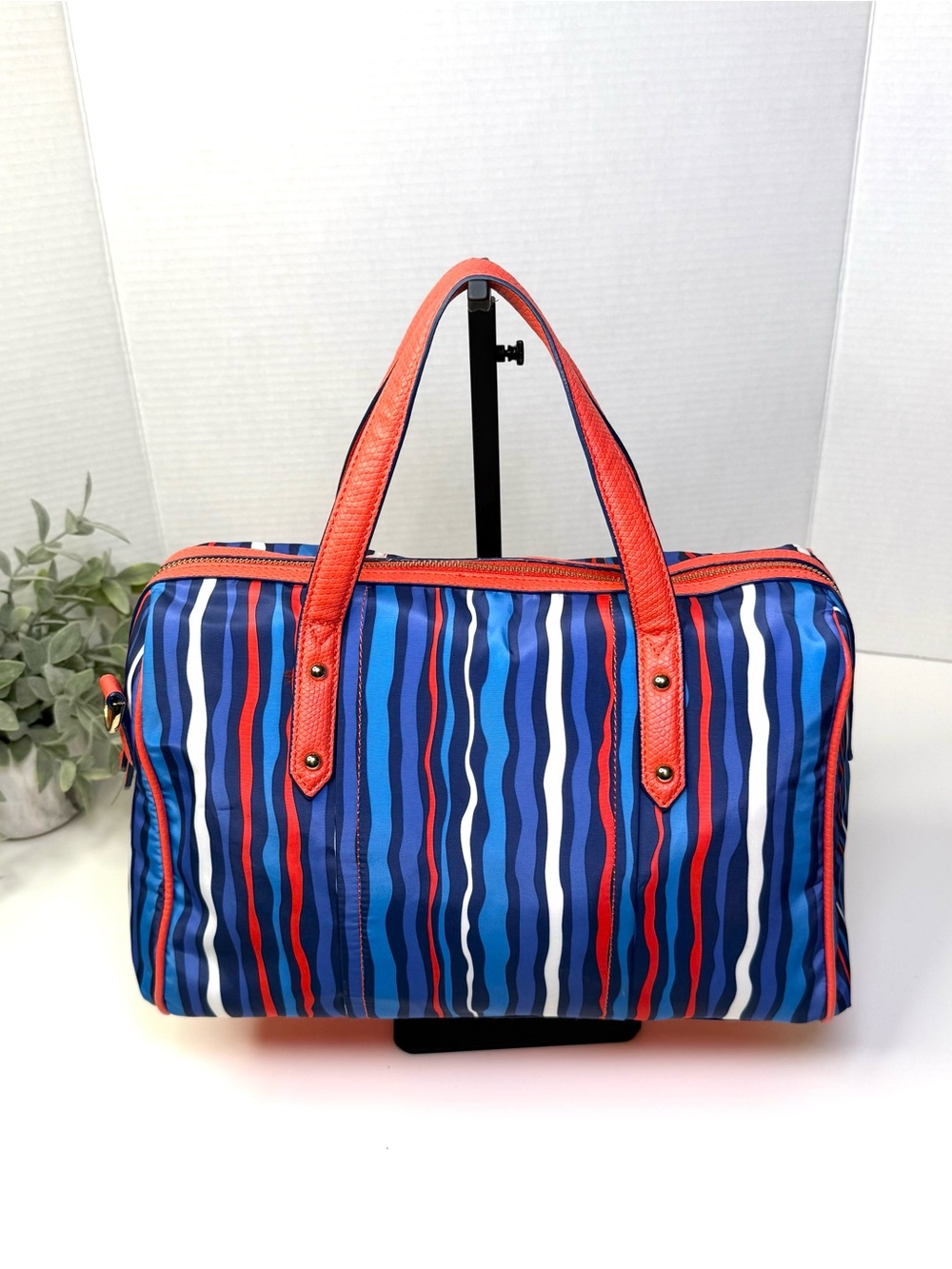 Vera Bradley Cobalt Stripe Preppy Poly Marlo Nylon Satchel Bag Crossbody Bag - Picture 5 of 16